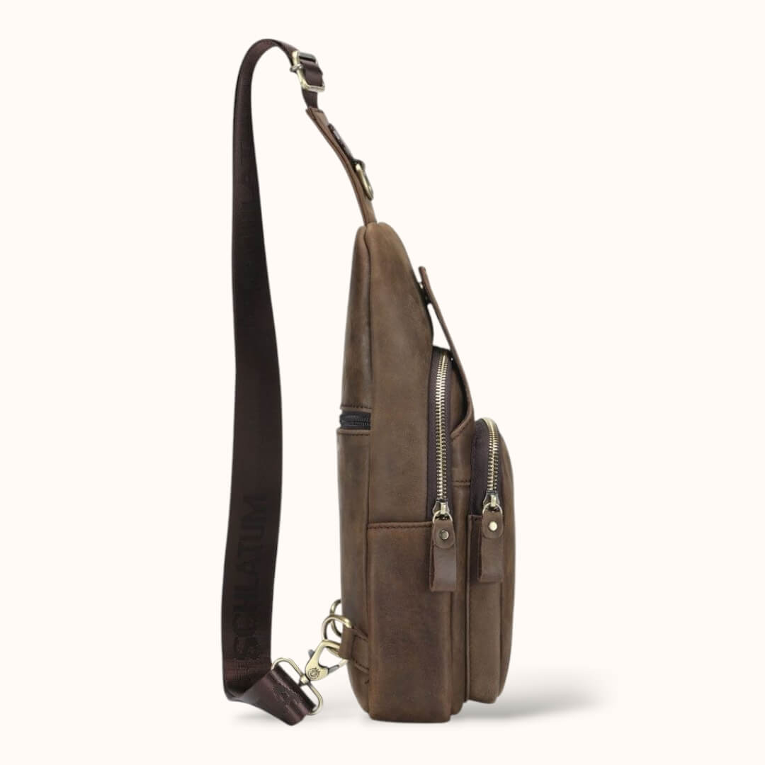 Sacoche poitrine en cuir véritable - Tatum