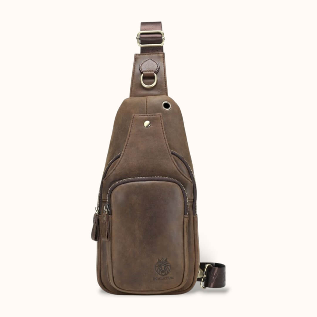 Sacoche poitrine en cuir véritable - Tatum