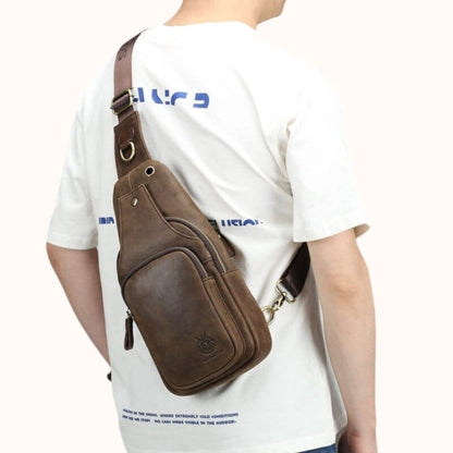 Sacoche poitrine en cuir véritable - Tatum